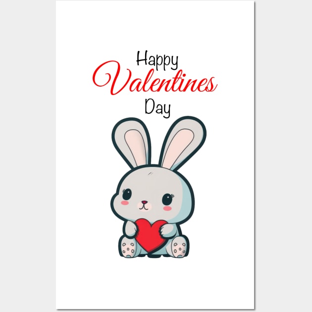 Rabbit Happy Valentines Day Wall Art by TheArtfulAI